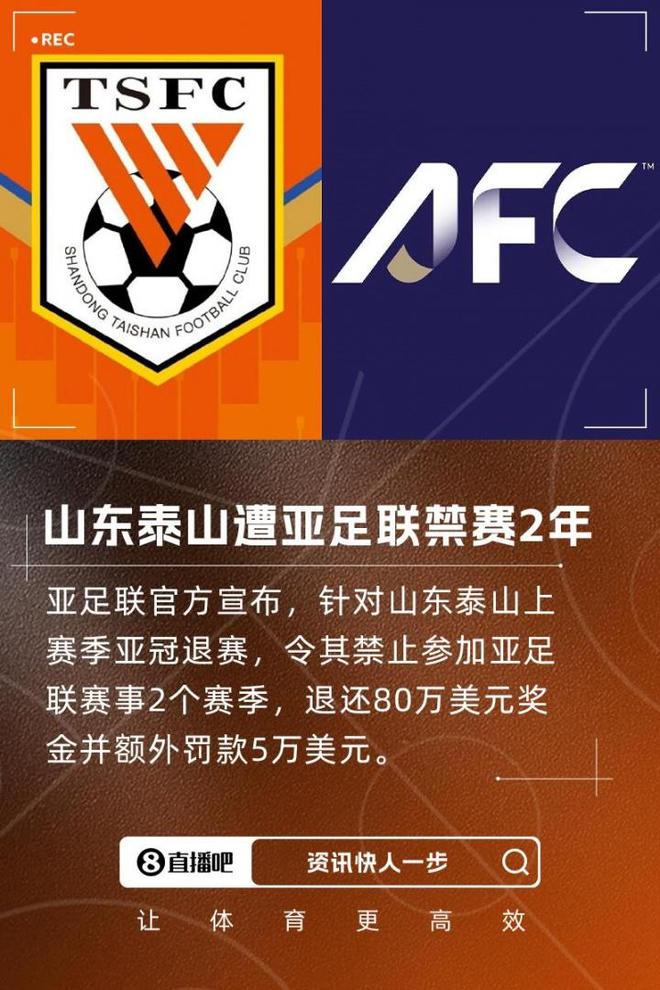 泰山禁賽波及技術分亞冠席位，全中超受影響。